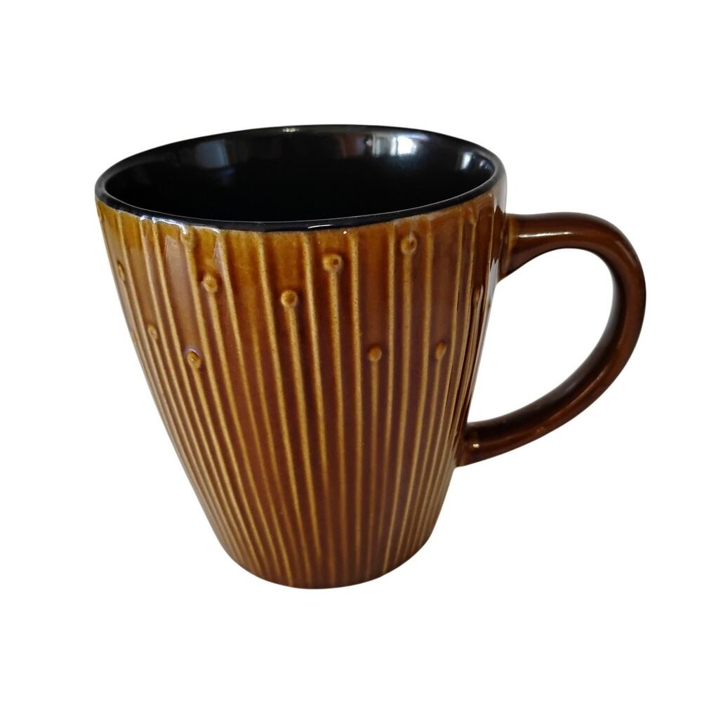 California Pantry Mug 2014 Brown Vertical Ribbed Textured Pattern 5" Tall